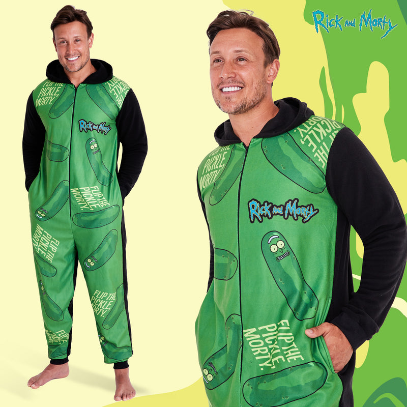 RICK AND MORTY Adult Onesie for Men - Black/Green - Get Trend