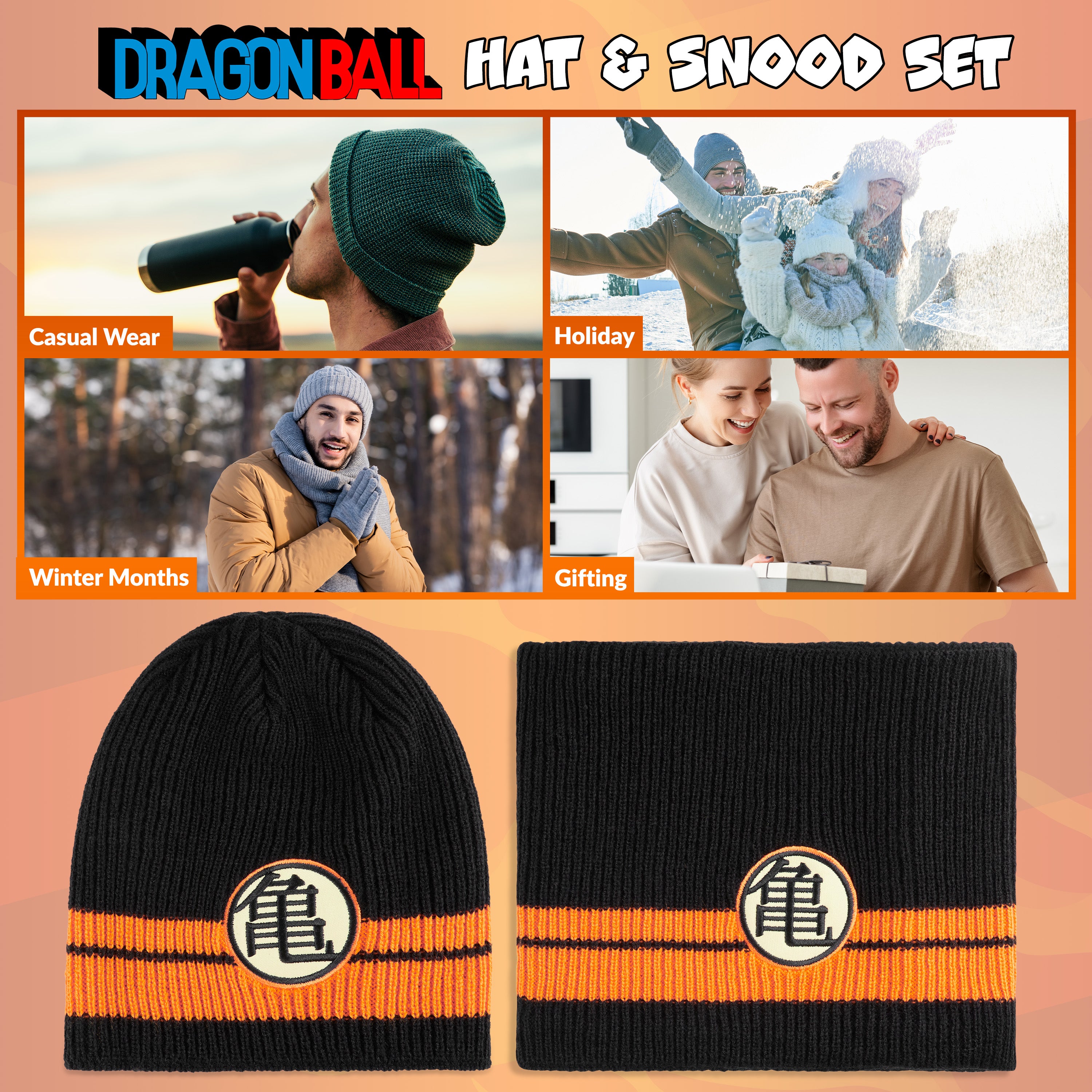 Dragon Ball Z Beanie and Snood for Men and Teenagers - Winter Hat and Neck Warmer 2 Piece Set - Get Trend