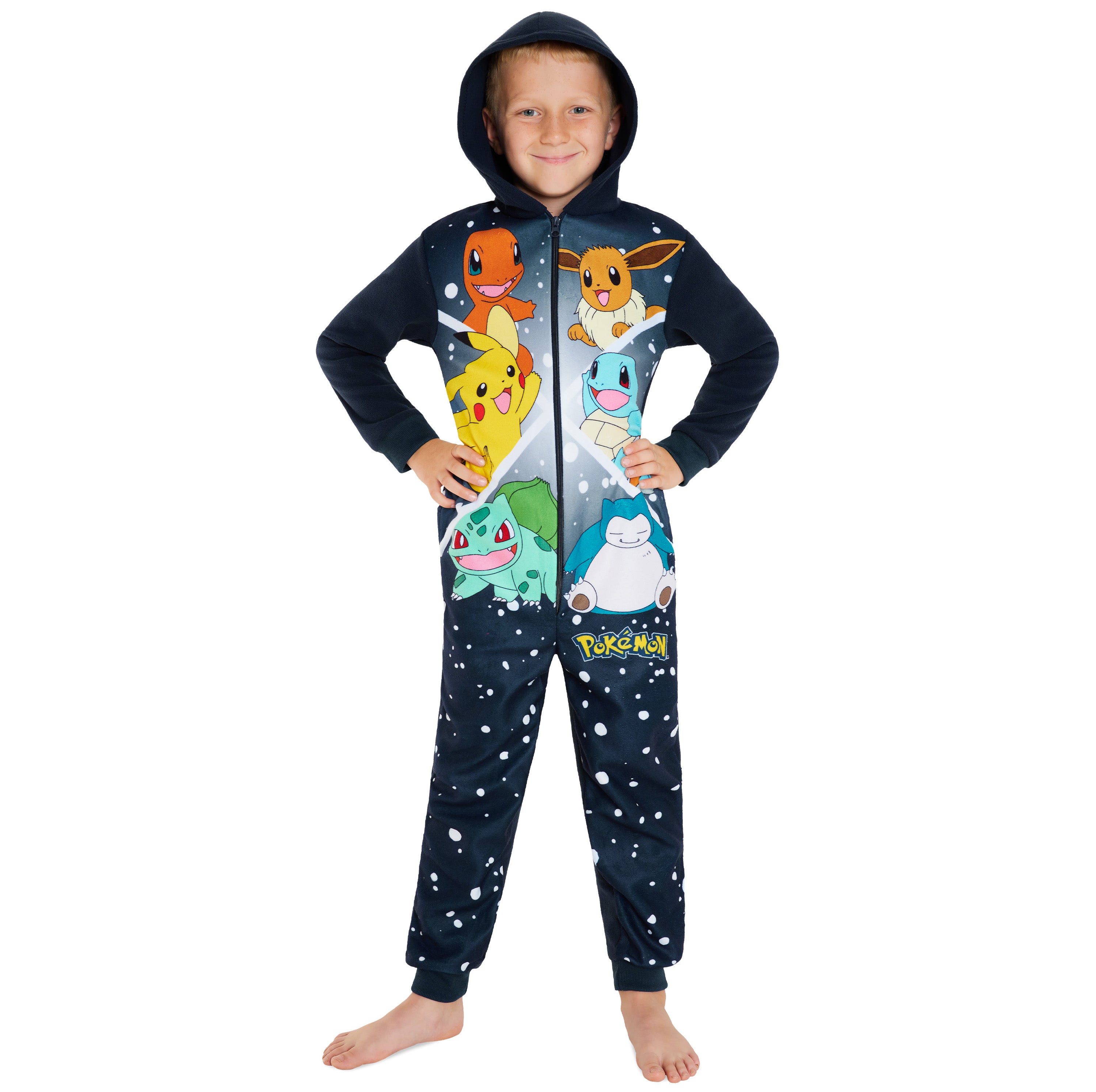 Pokemon Fleece Onesie for Boys Warm Hooded Onesie for Kids Teenagers 4-14 Years Kids - Get Trend