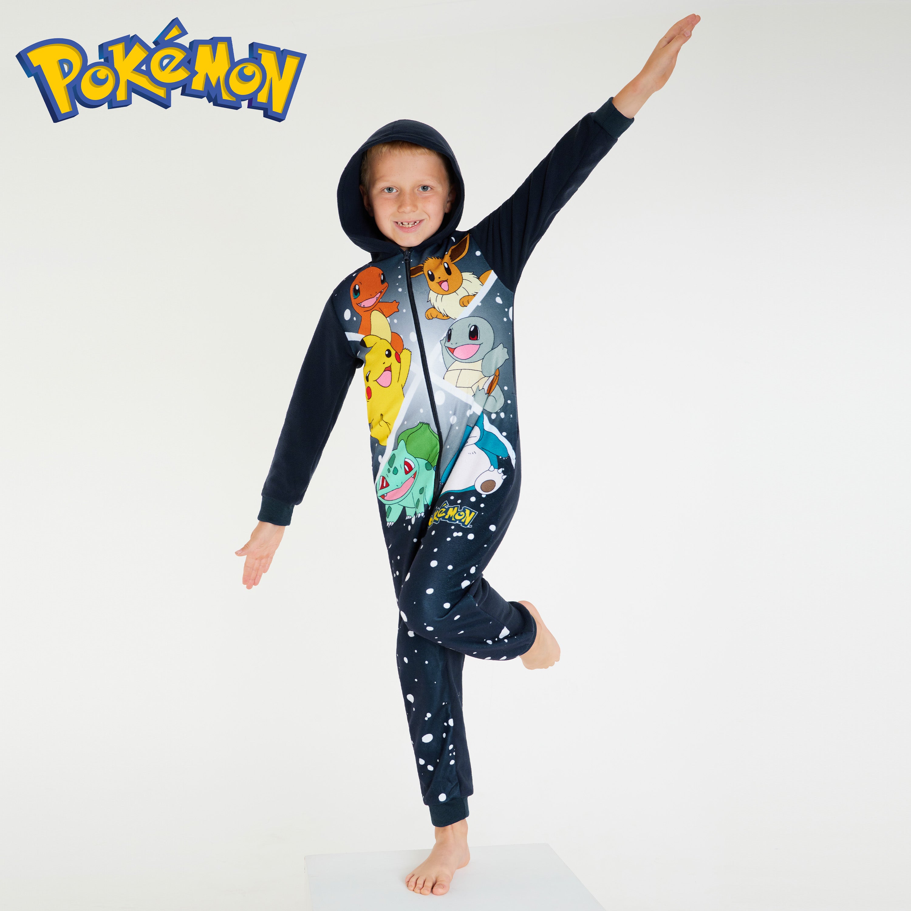 Pokemon Fleece Onesie for Boys Warm Hooded Onesie for Kids Teenagers 4-14 Years Kids - Get Trend