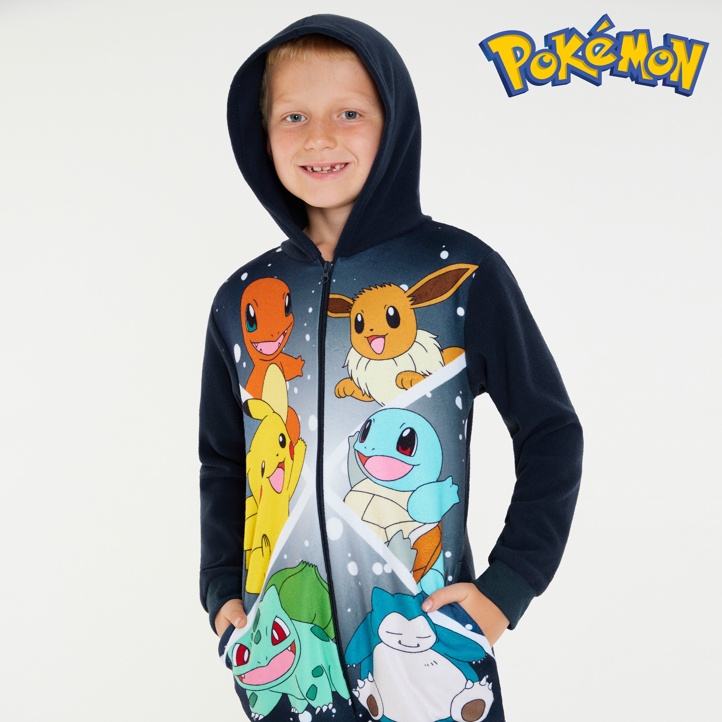 Pokemon Fleece Onesie for Boys Warm Hooded Onesie for Kids Teenagers 4-14 Years Kids - Get Trend