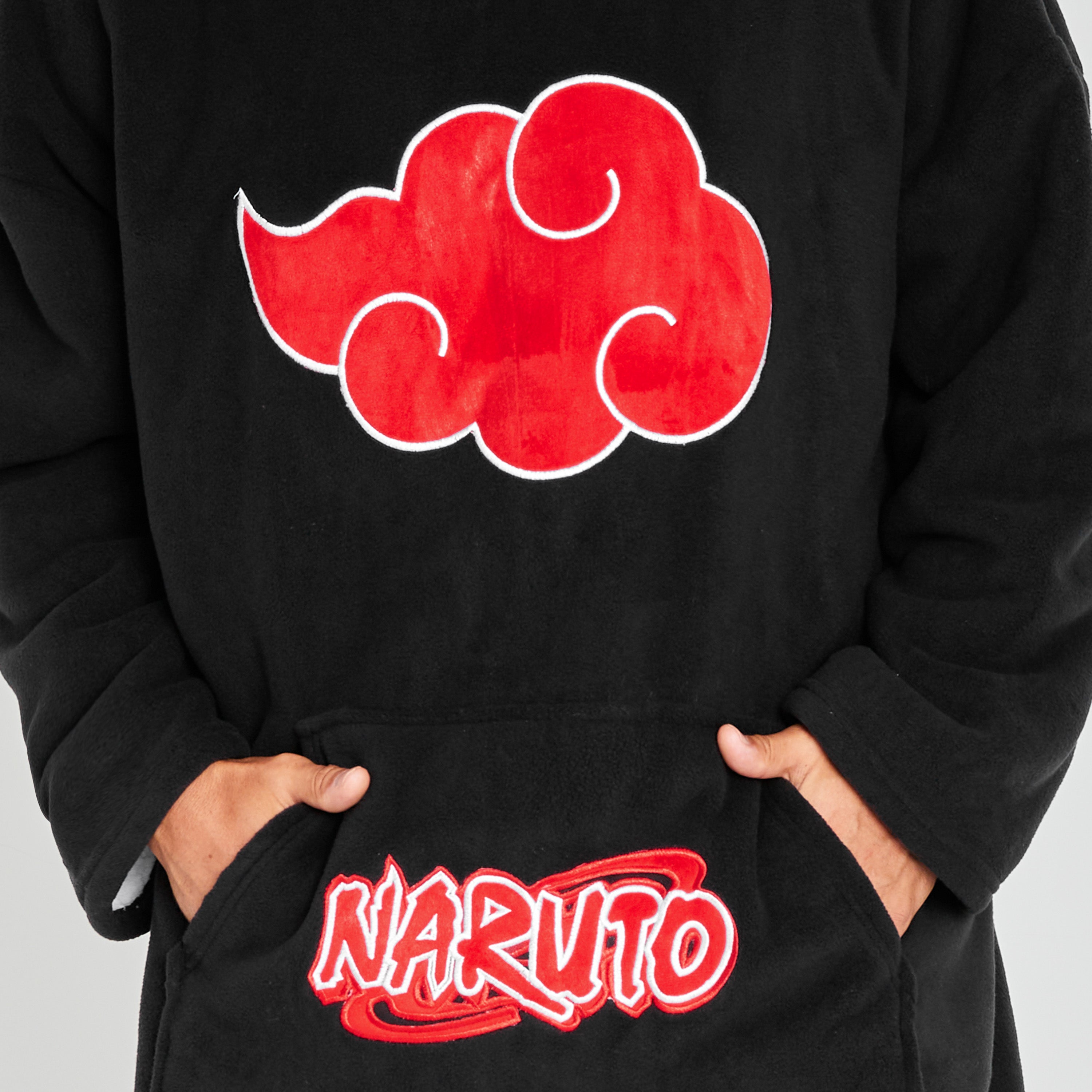 Naruto Blanket Hoodie for Men - Black/Red - Get Trend