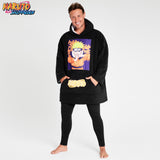 Naruto Blanket Hoodie for Men - Black/Orange - Get Trend