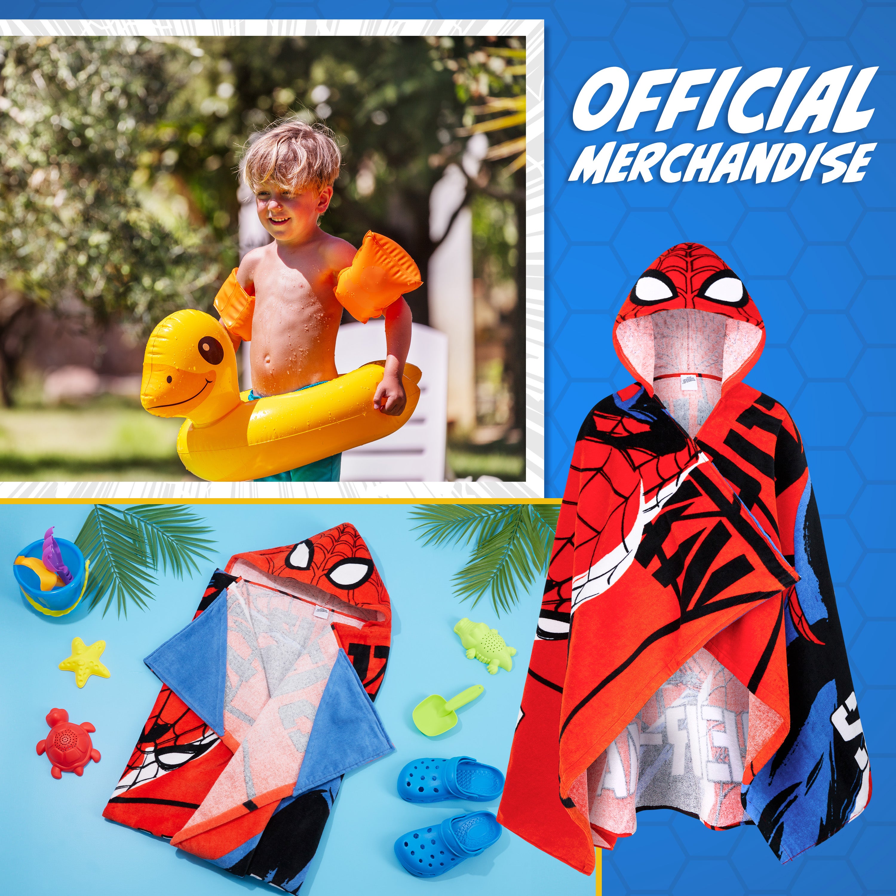 Marvel Spiderman Bath Towel with Hood for Kids Teenagers Absorbent Changing Robe - Get Trend