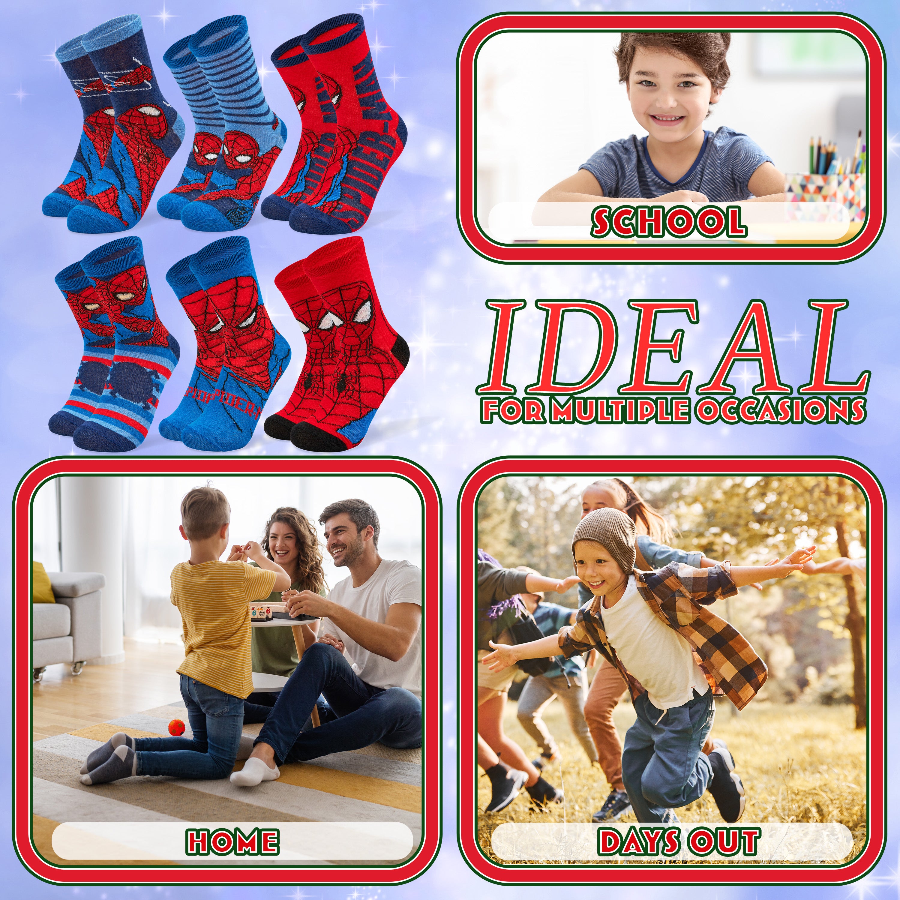 Disney Christmas Crackers Set of 6 with Socks Inside - Spiderman - Get Trend