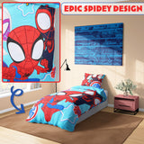 Marvel Spiderman Duvet Cover and Pillowcase Set Kids Teens Bedding Bedroom Accessories - Single Size (Blue Spidey)