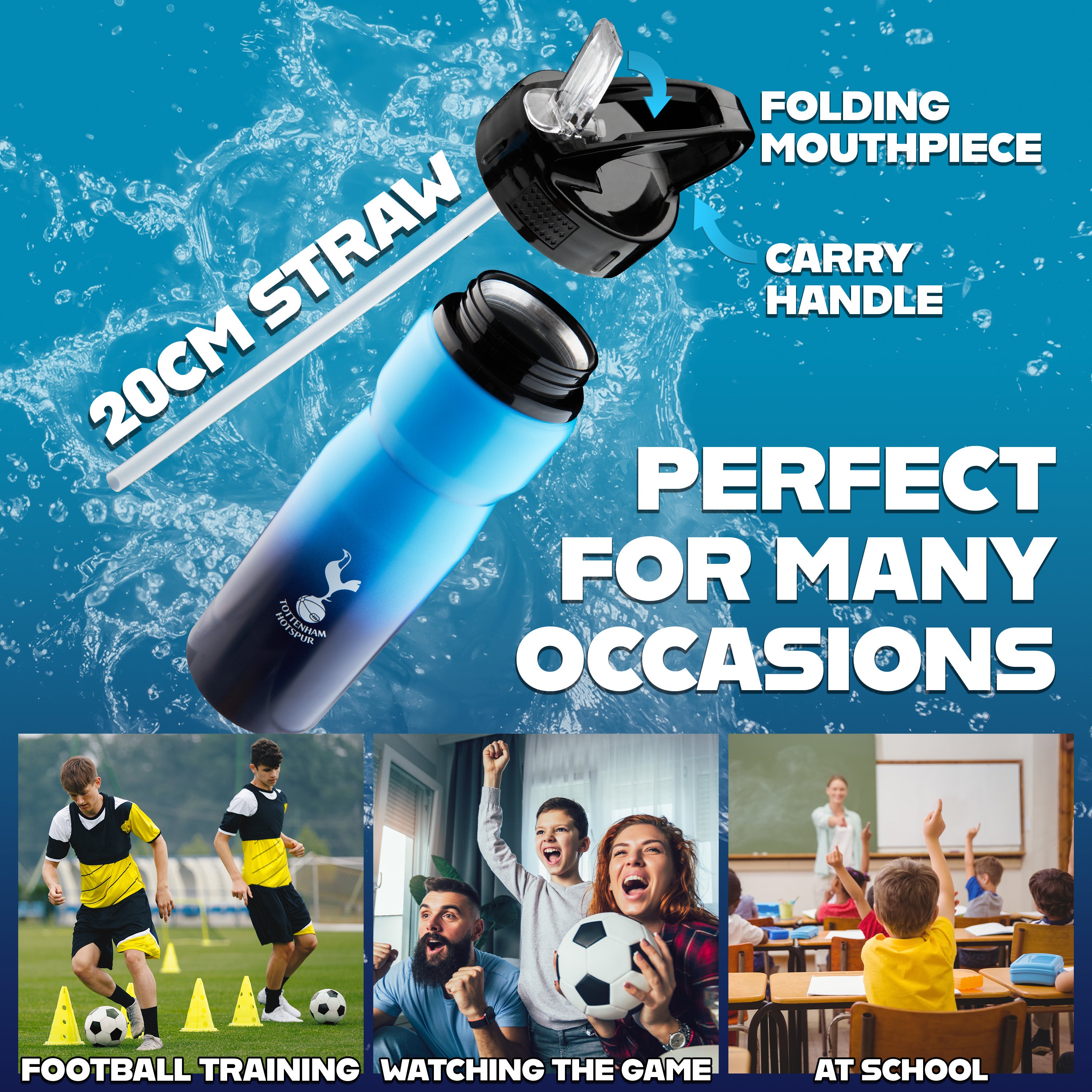 Tottenham Hotspur FC Water Bottle with Straw - Metal Water Bottle for Football Fans - Get Trend