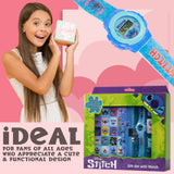 Disney Stitch Digital Kids Watch & Accessories Set, Colourful Watch with Plastic Strap Lockable Diary Ink Stamps, Stitch Gifts