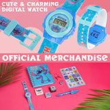 Disney Stitch Digital Kids Watch & Accessories Set, Colourful Watch with Plastic Strap Lockable Diary Ink Stamps, Stitch Gifts