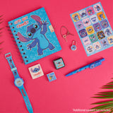 Disney Stitch Digital Kids Watch & Accessories Set, Colourful Watch with Plastic Strap Lockable Diary Ink Stamps, Stitch Gifts