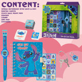 Disney Stitch Digital Kids Watch & Accessories Set, Colourful Watch with Plastic Strap Lockable Diary Ink Stamps, Stitch Gifts