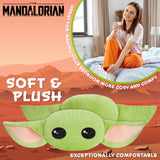 Disney Mandalorian Baby Yoda 3D Plush Pillow Cushions for Bed, Kids Bedroom Accessories 94 x 39cm - Star Wars Gifts for Boys (Green)