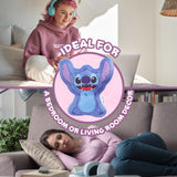 Disney Stitch 3D Plush Pillow Cushion for Sofa or Bed, Cute Kids Cuddle Cushion Soft Plushie Bedroom Accessories, Stitch Gifts for Kids (Blue Stitch, L34 x W32)