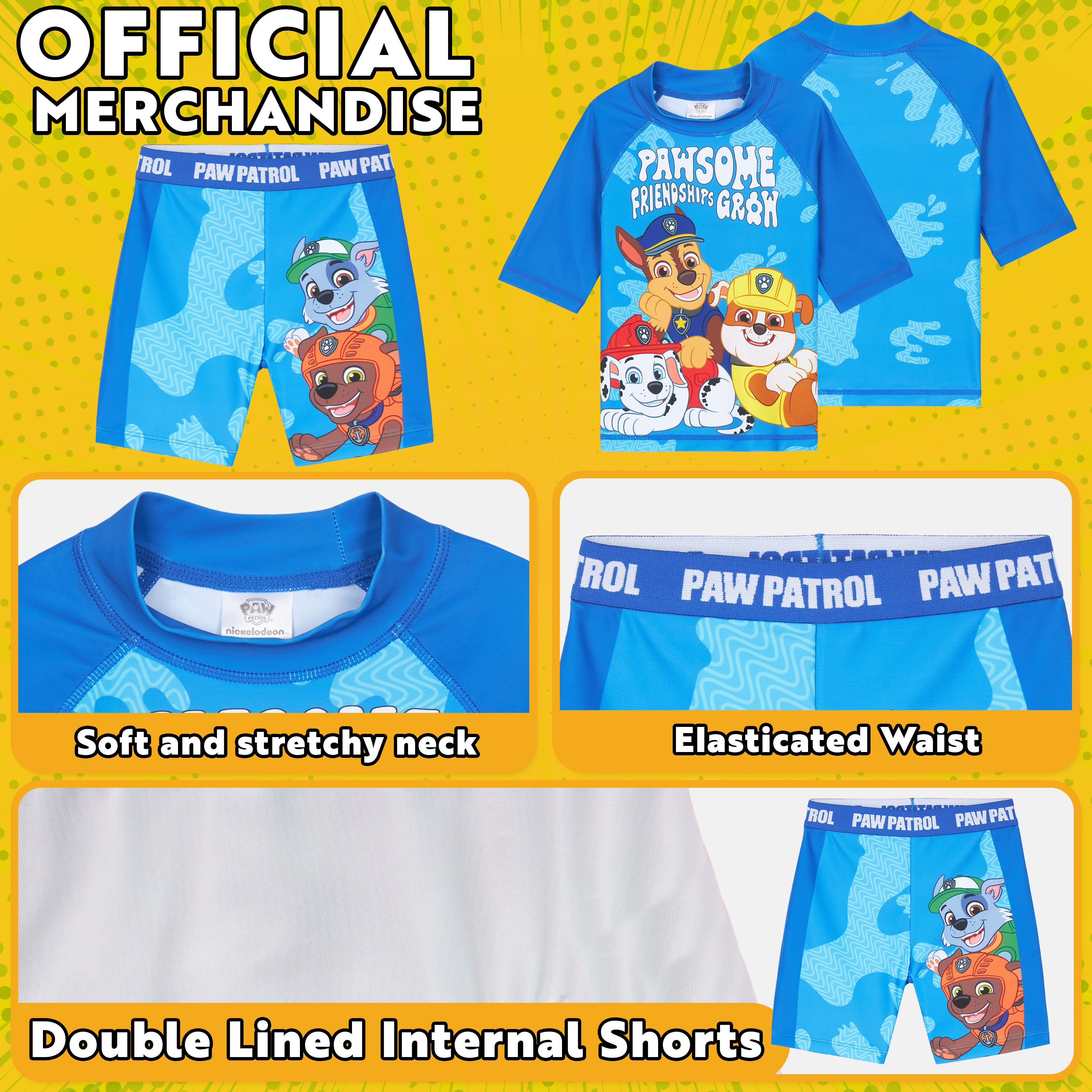 Get Trend Paw Patrol Swimsuit Set for Boys 2 Pcs with Swimming Trunks Marshall Rubble Chase Boys Rash Vest for Swimming Beach Trip Holiday Essentials - Get Trend