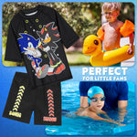 Get Trend Sonic the Hedgehog Swimsuit Set for Boys 2 Pcs with Swimming Trunks Marshall Rubble Chase Boys Rash Vest for Swimming Beach Trip Holiday Essentials - Get Trend