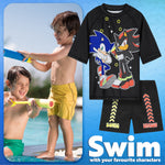 Get Trend Sonic the Hedgehog Swimsuit Set for Boys 2 Pcs with Swimming Trunks Marshall Rubble Chase Boys Rash Vest for Swimming Beach Trip Holiday Essentials - Get Trend