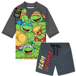 Get Trend Teenage Mutant Ninja Turtles Swimsuit Set for Boys 2 Pcs with Swimming Trunks Marshall Rubble Chase Boys Rash Vest for Swimming Beach Trip Holiday Essentials - Get Trend