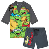 Get Trend Teenage Mutant Ninja Turtles Swimsuit Set for Boys 2 Pcs with Swimming Trunks Marshall Rubble Chase Boys Rash Vest for Swimming Beach Trip Holiday Essentials - Get Trend