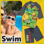 Get Trend Teenage Mutant Ninja Turtles Swimsuit Set for Boys 2 Pcs with Swimming Trunks Marshall Rubble Chase Boys Rash Vest for Swimming Beach Trip Holiday Essentials - Get Trend