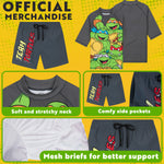 Get Trend Teenage Mutant Ninja Turtles Swimsuit Set for Boys 2 Pcs with Swimming Trunks Marshall Rubble Chase Boys Rash Vest for Swimming Beach Trip Holiday Essentials - Get Trend