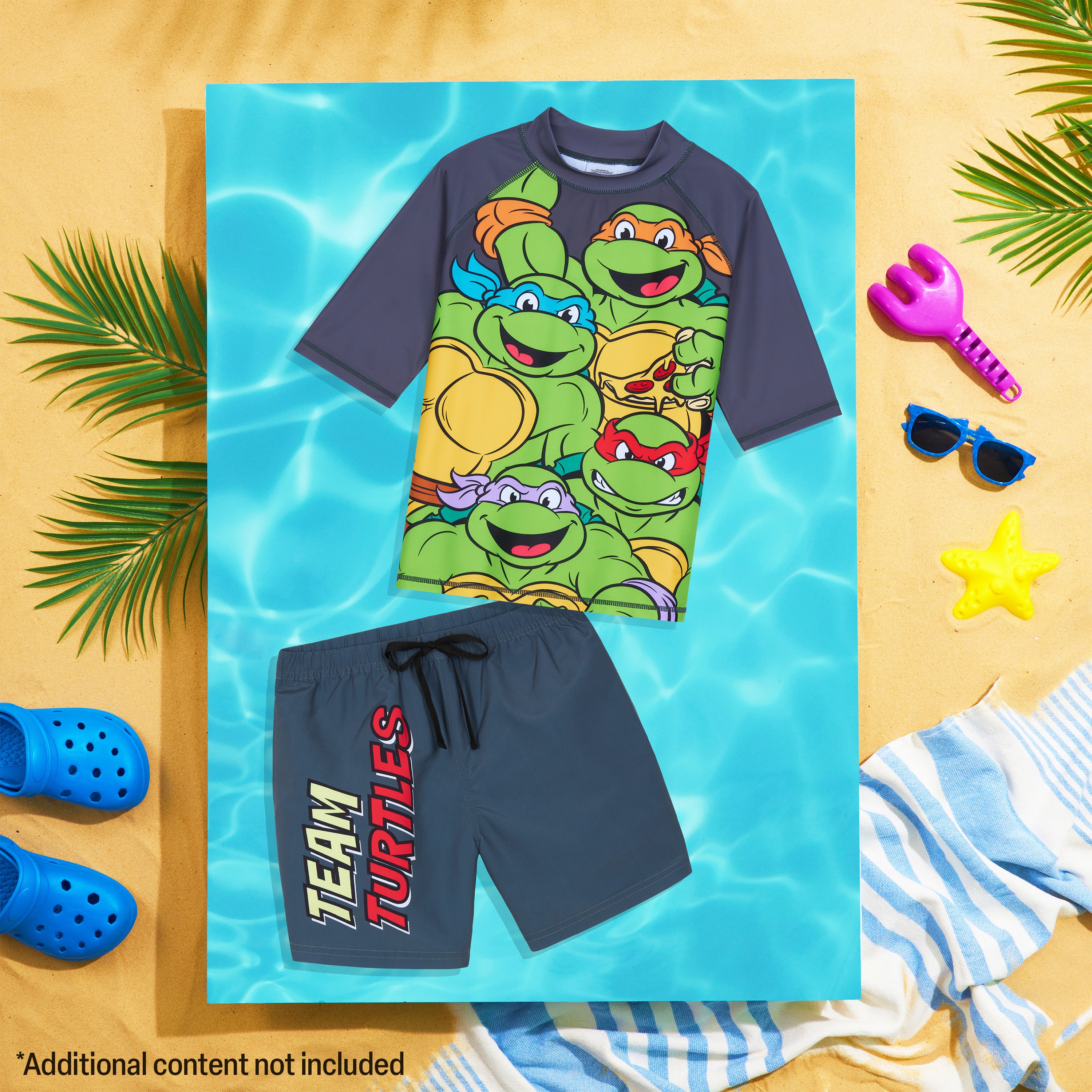 Get Trend Teenage Mutant Ninja Turtles Swimsuit Set for Boys 2 Pcs with Swimming Trunks Marshall Rubble Chase Boys Rash Vest for Swimming Beach Trip Holiday Essentials - Get Trend