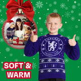 Chelsea FC Christmas Jumper Kids Teenagers Warm Cosy Football Xmas Jumper - Get Trend