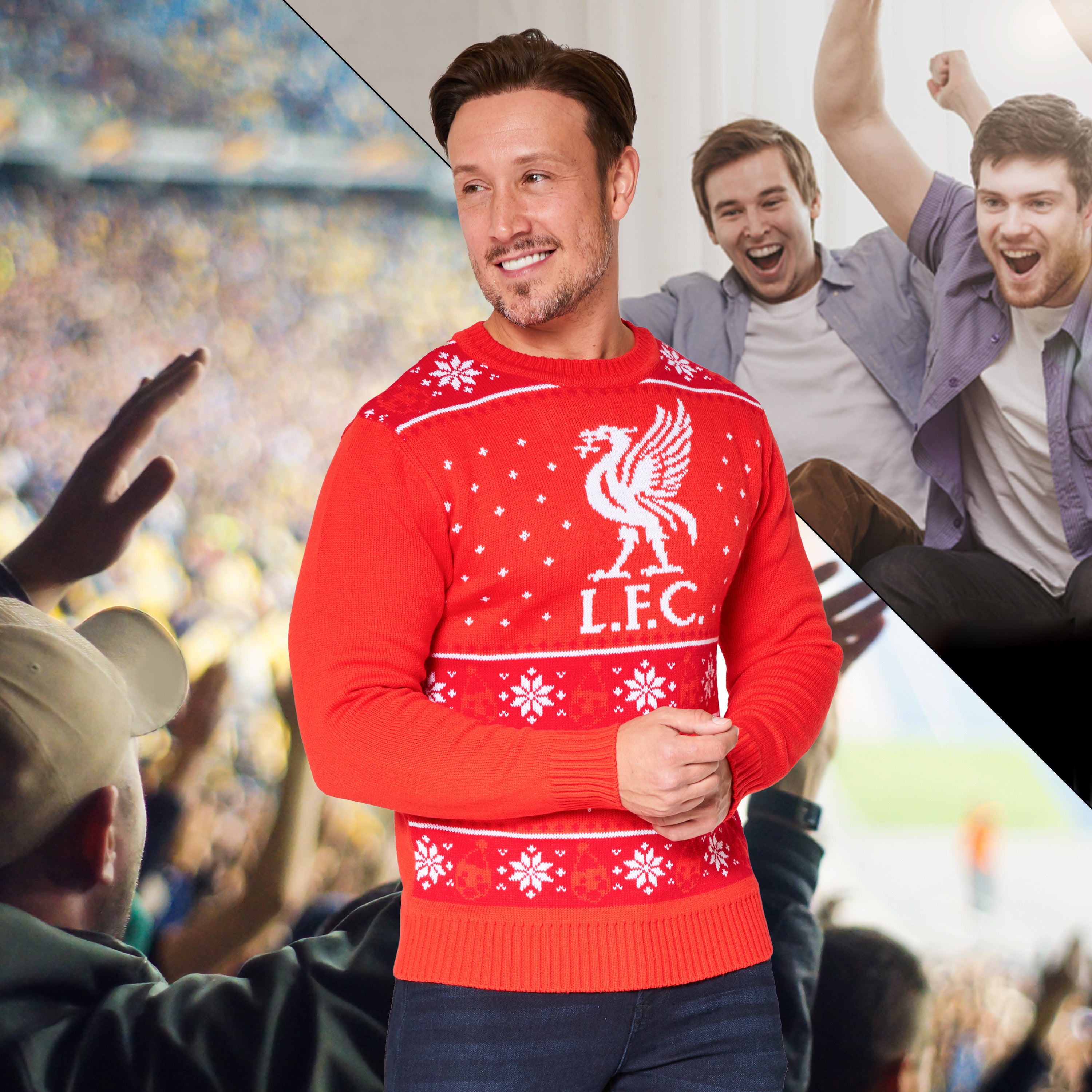 Liverpool FC Christmas Jumpers for Men Teenagers Warm Cosy Football Xmas Jumper - Get Trend