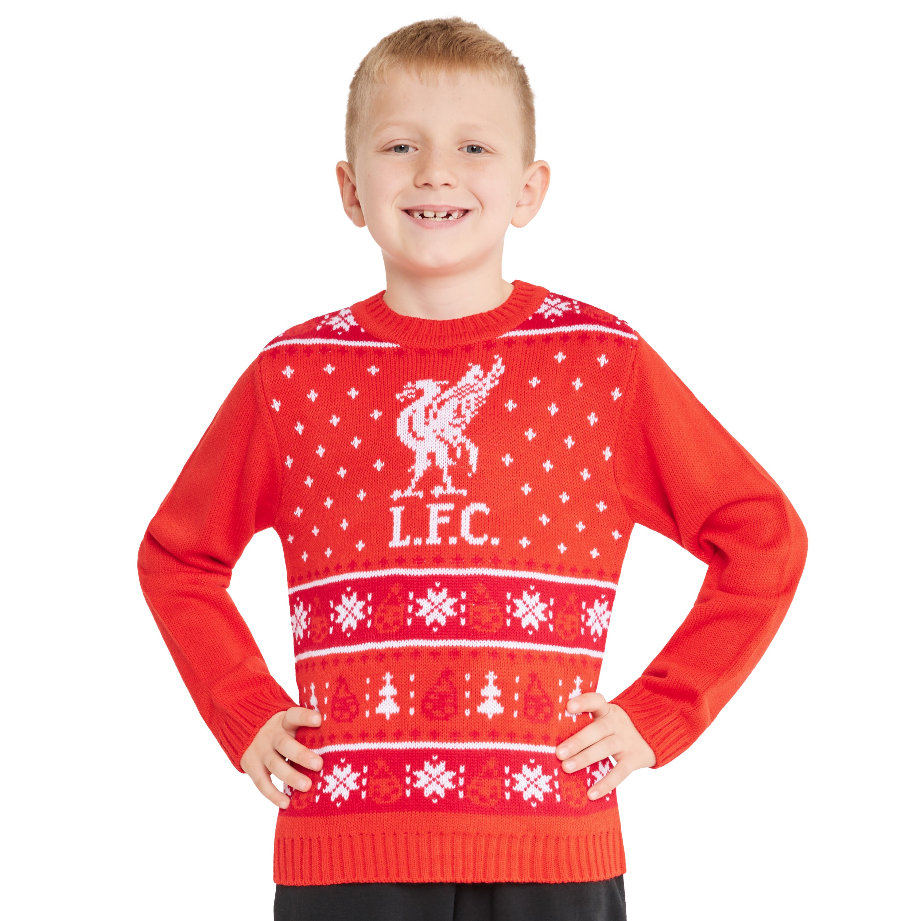 Liverpool FC Christmas Jumper Kids Teenagers Warm Cosy Football Xmas Jumper - Get Trend