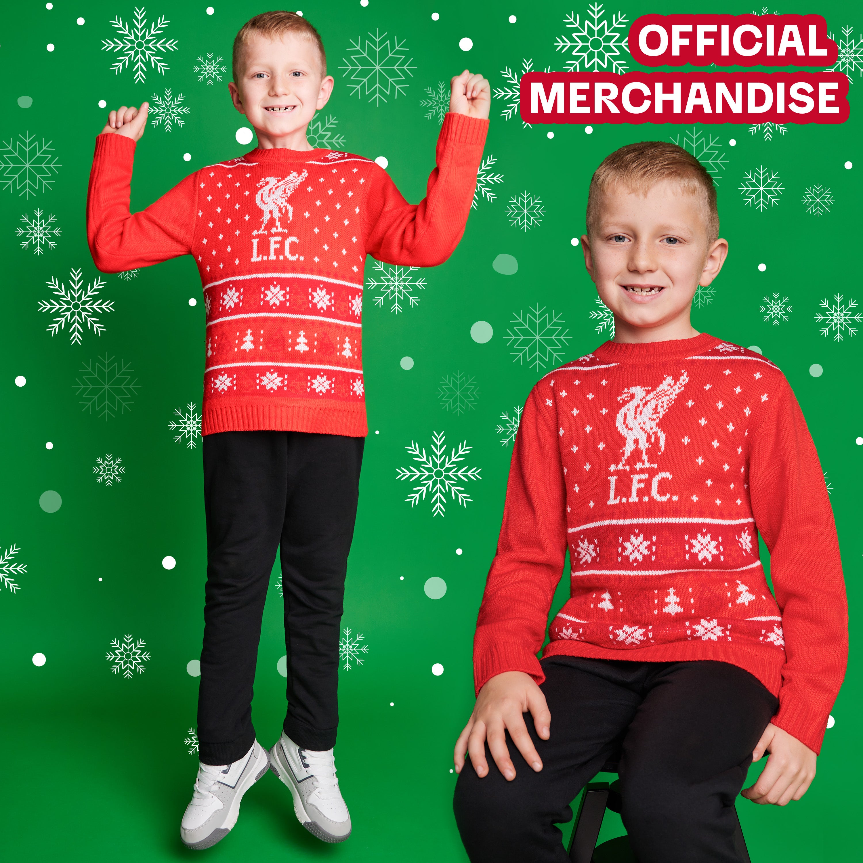 Liverpool FC Christmas Jumper Kids Teenagers Warm Cosy Football Xmas Jumper - Get Trend
