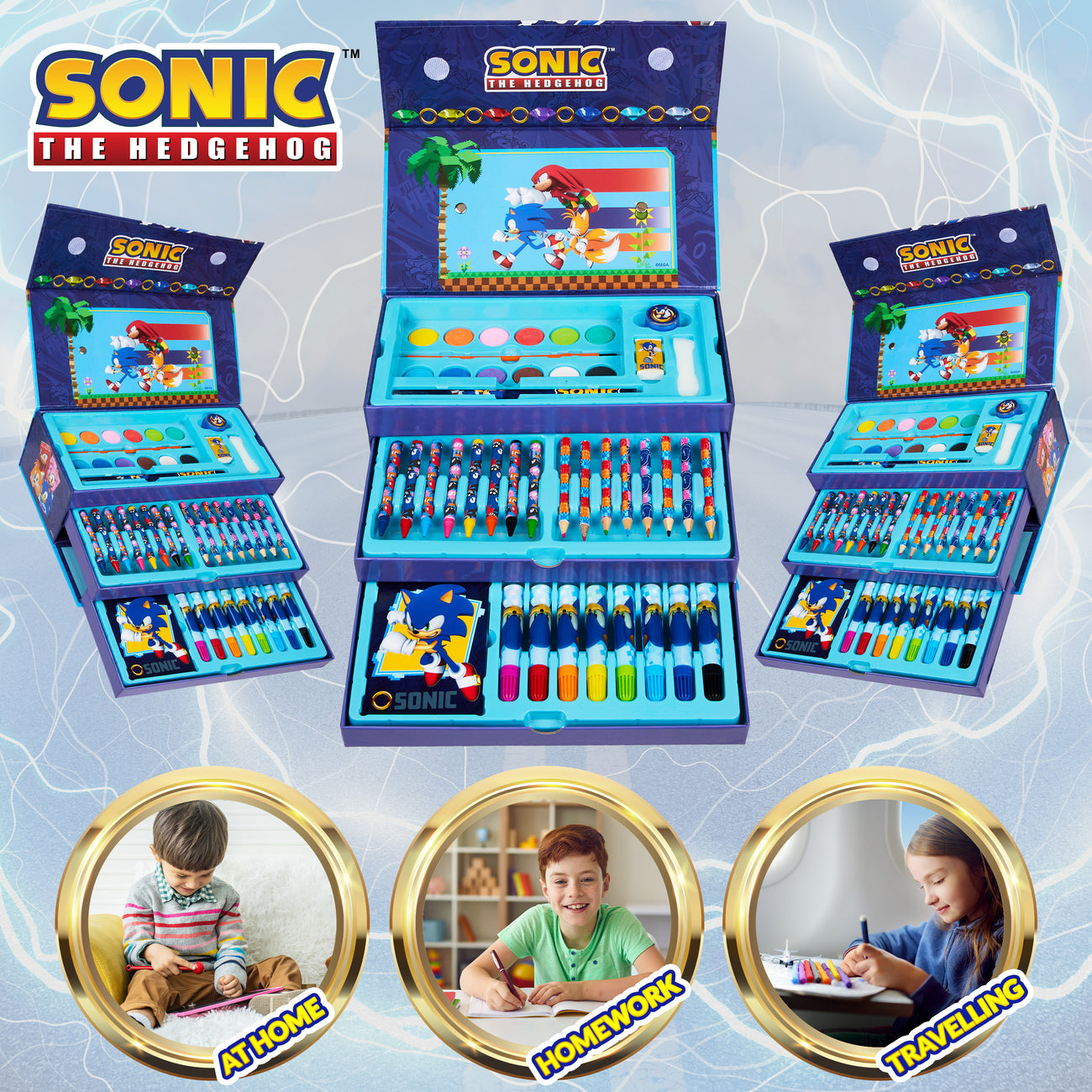 Sonic the Hedgehog Drawing and Painting Set for Boys - Bundle with