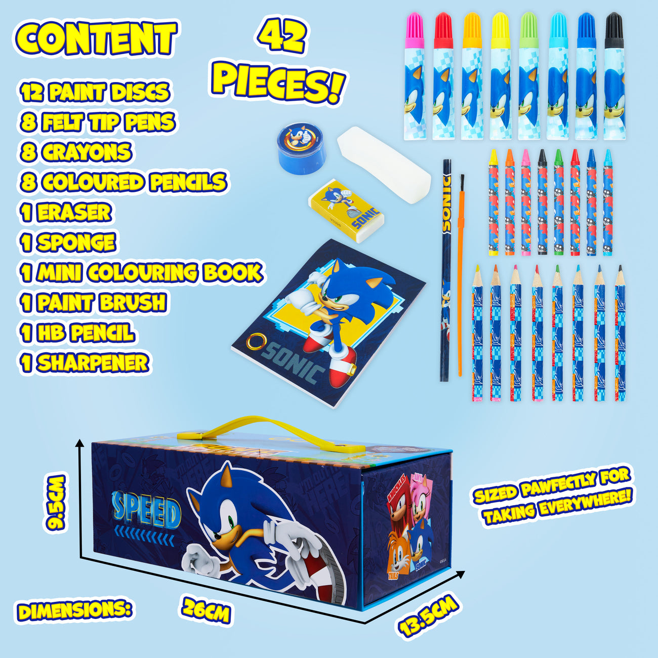 Sonic the Hedgehog Drawing and Painting Set for Boys - Bundle with Sonic  Coloring Book, Coloring Utensils, Watercolor Paints, Stickers, and More