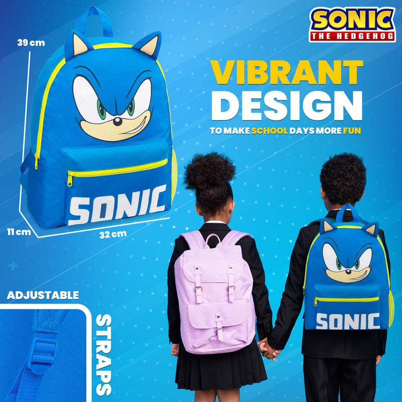 Sonic The Hedgehog School Bag Kids Backpack for Boys Blue, Kids Backpack