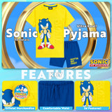 SONIC THE HEDGEHOG Pyjamas for Boys Short Summer PJs Soft Breathable Lounge Wear