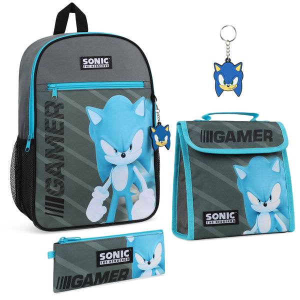  Boys 4PC Sonic the Hedgehog Licensed Backpack and Lunch Set