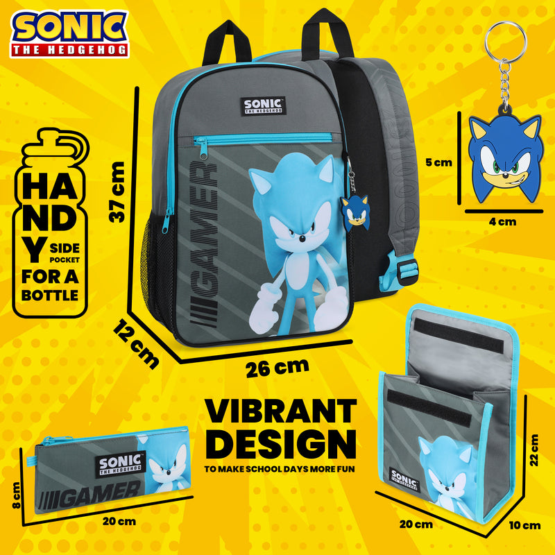 Sonic The Hedgehog Boys Backpack School Bag Sets 4 Piece Kids Bag Set