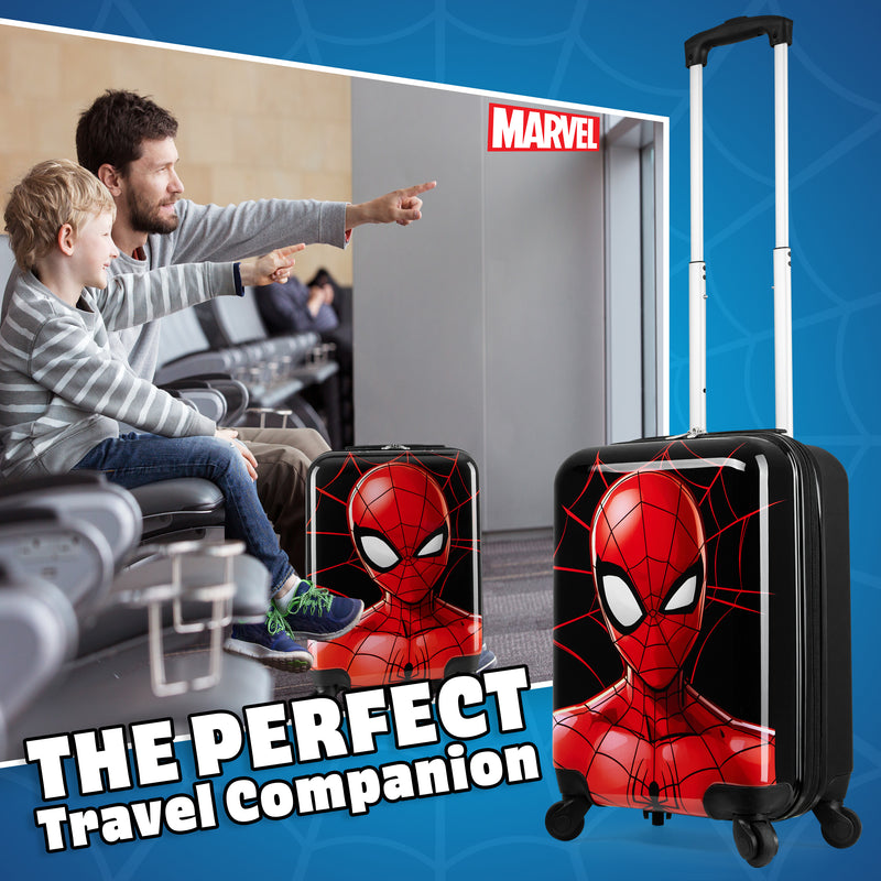 Marvel Carry On Suitcase for Kids Spiderman Cabin Bag with Wheels