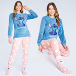 Disney Womens Pyjamas, Fleece Loungewear and Fluffy Socks Stitch Gift Set - Get Trend