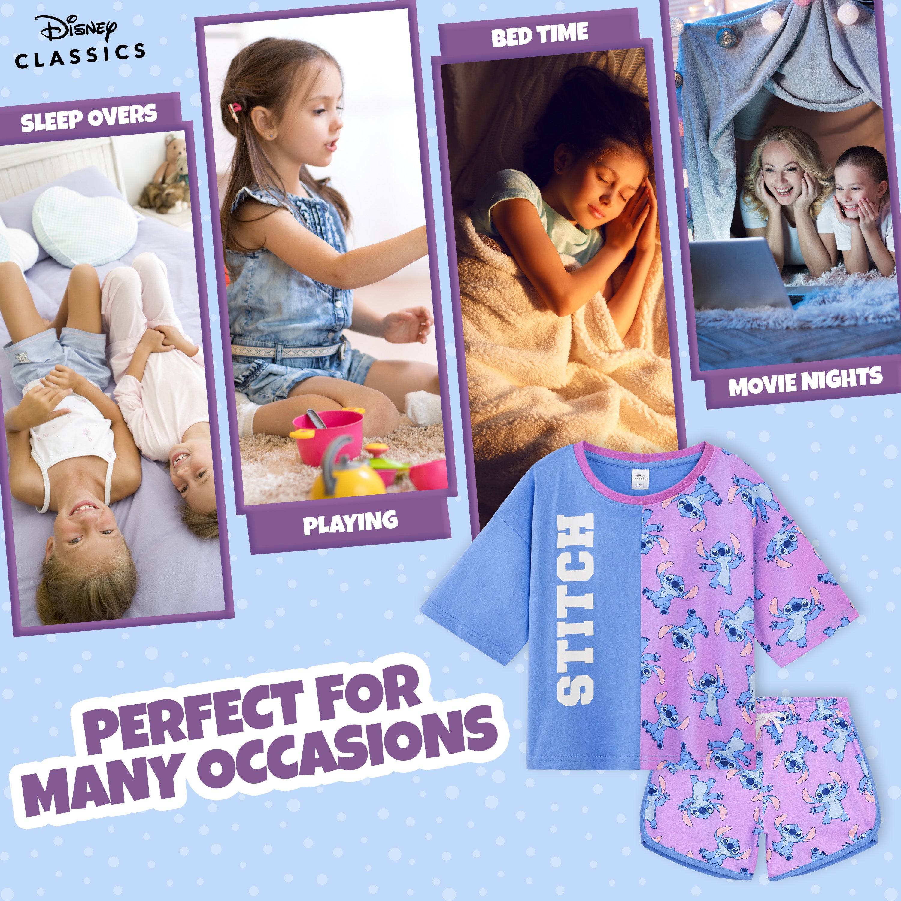 Disney Girls Pyjamas Set, Stitch  Short Pyjamas for Kids - Get Trend