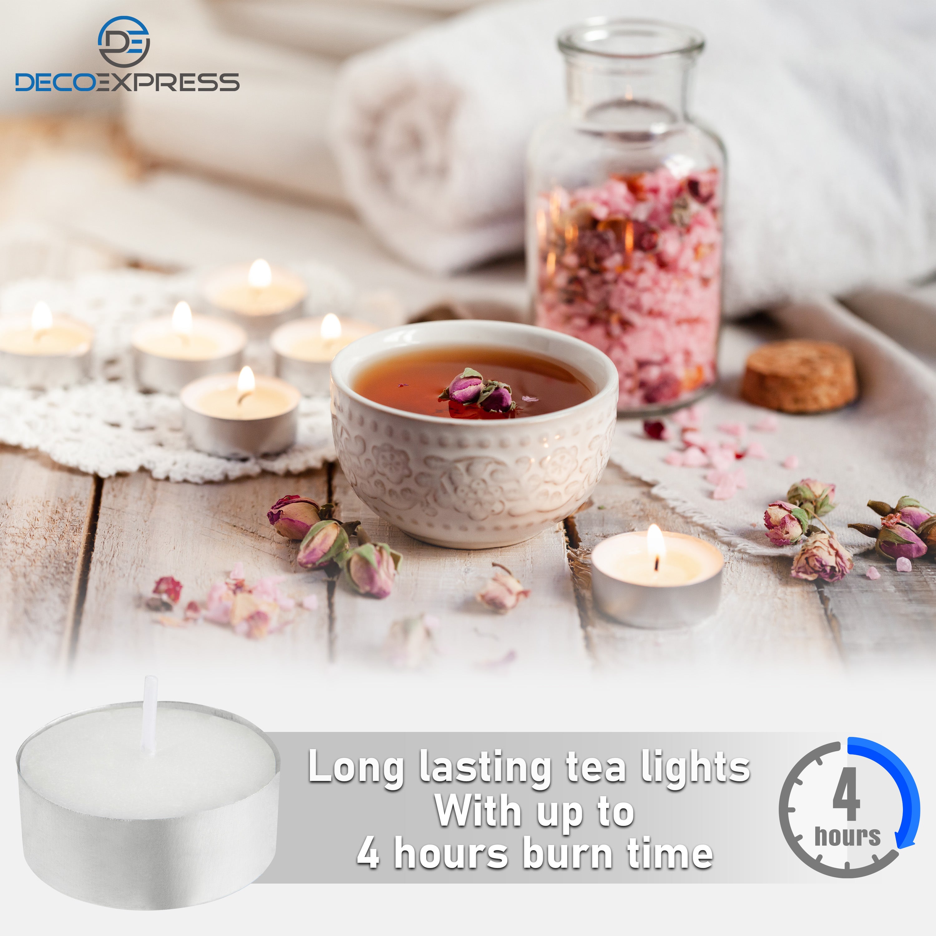 Tealight Candles Multipack - White, Pack of 200 - 4 Hours - Get Trend