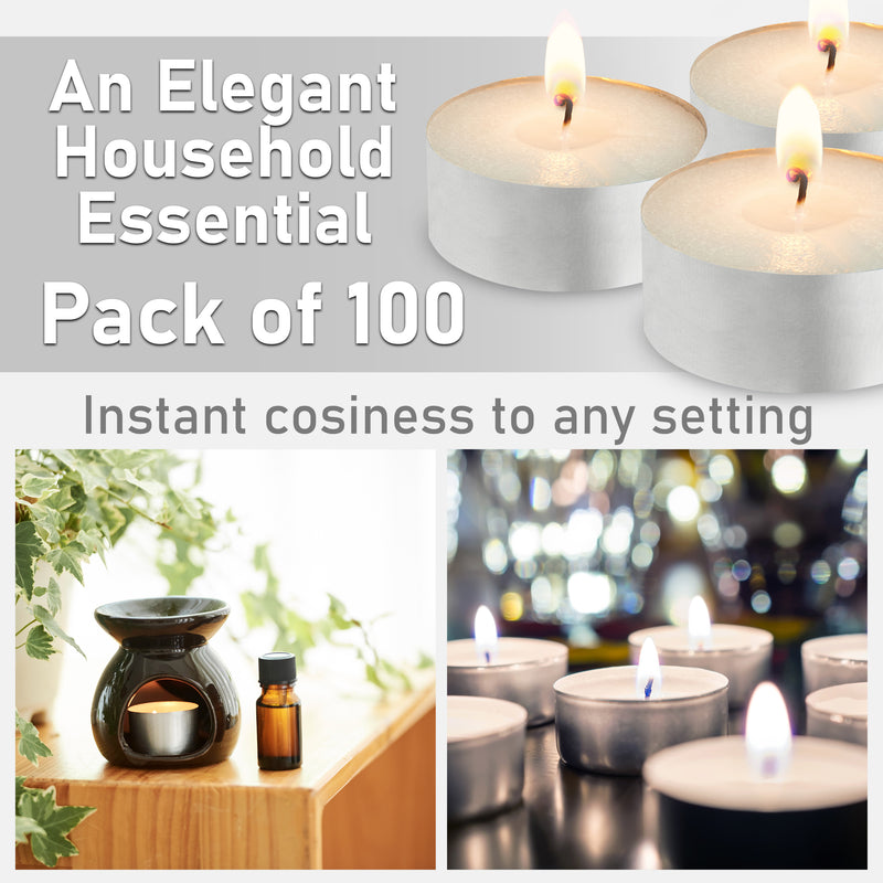 Tealight Candles Multipack - White, Pack of 100 - 4 Hours - Get Trend