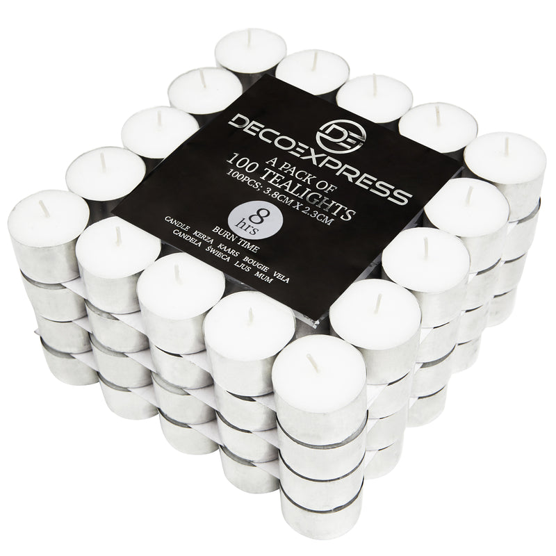 Tealight Candles Multipack - White, Pack of 100 - 8 Hours - Get Trend
