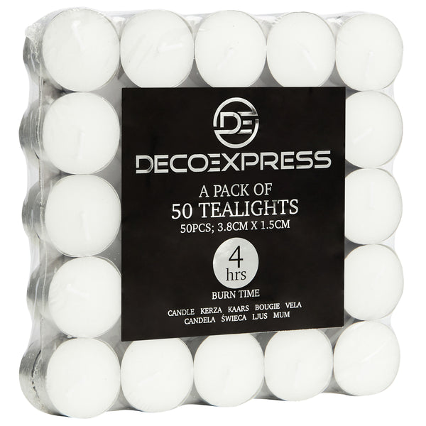 Tealight Candles Multipack - Pack of 50 - 4 Hours