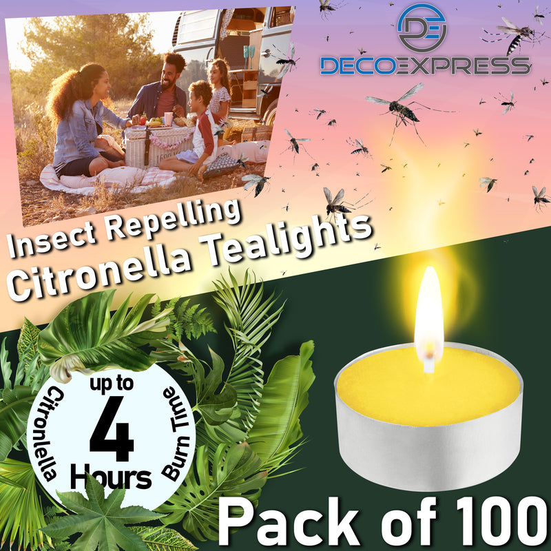 Deco Express Citronella Tealight Candles Multipack - Yellow 100/4 Hours - Get Trend