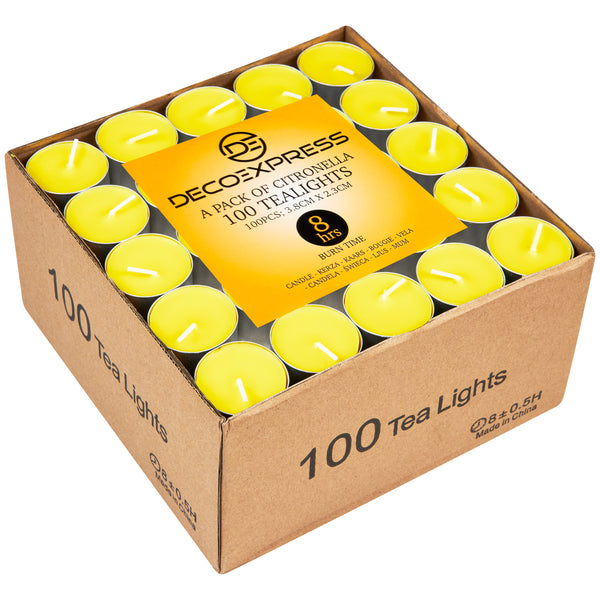 Deco Express Citronella Tealight Candles Multipack - Yellow 100/8 Hours - Get Trend