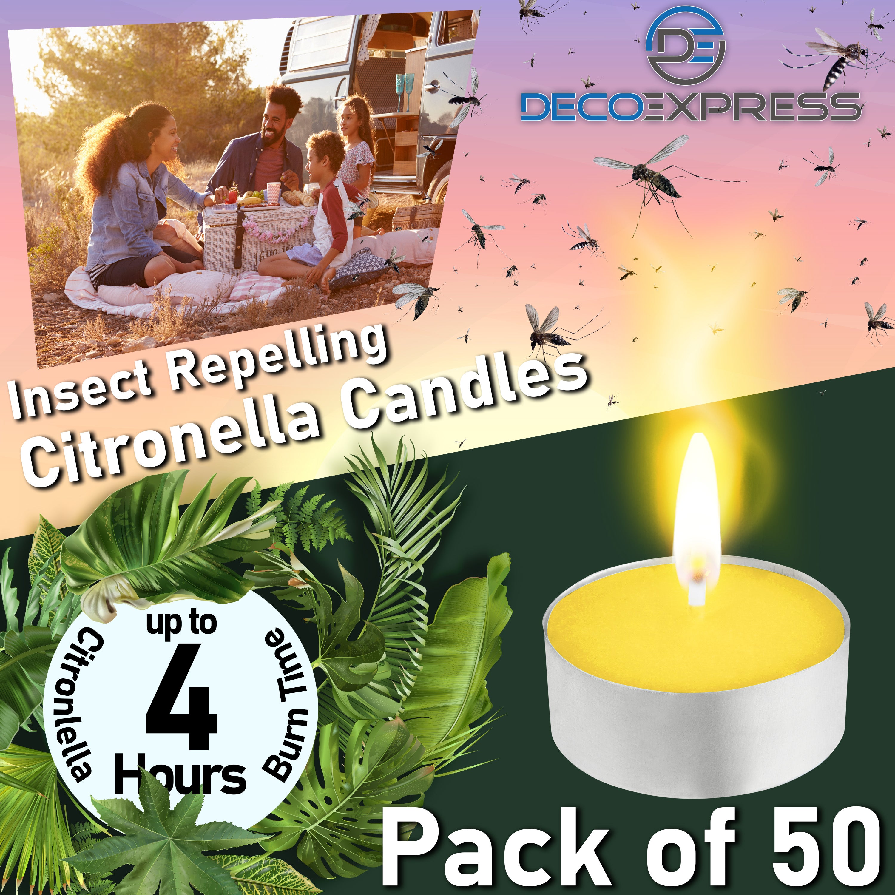 Deco Express Citronella Tealight Candles Multipack - Yellow 50/4 Hours - Get Trend