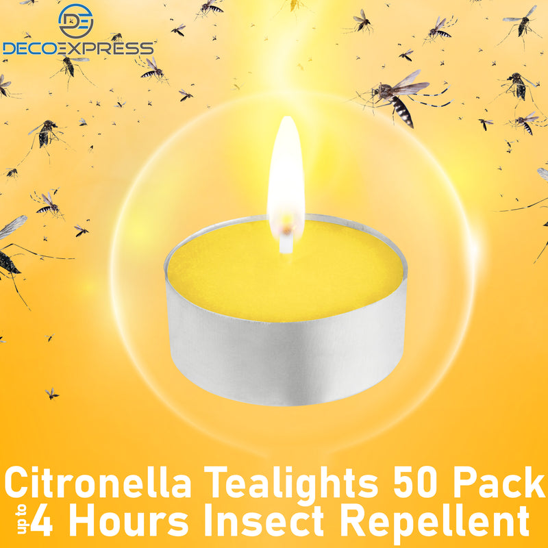 Deco Express Citronella Tealight Candles Multipack - Yellow 50/4 Hours - Get Trend