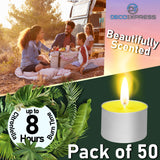 Deco Express Citronella Tealight Candles Multipack of 50 -4Hours Burning Time