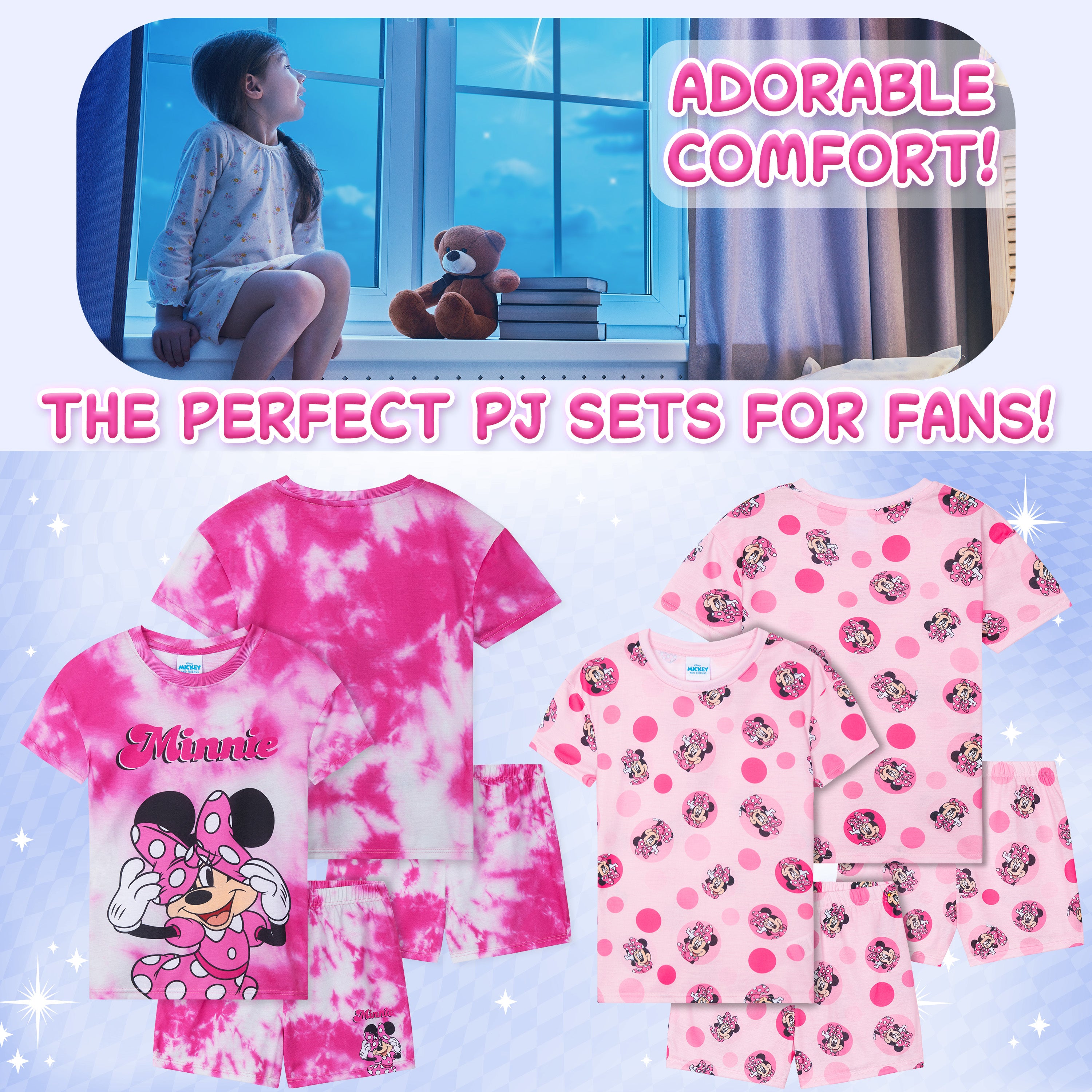 Get Trend PJs for Girls Pack of 2 Short Sleeve Pyjamas Set for Kids Teenagers Lounge Sets Nightwear Soft Comfy Sleepwear Gifts for Girls - Get Trend