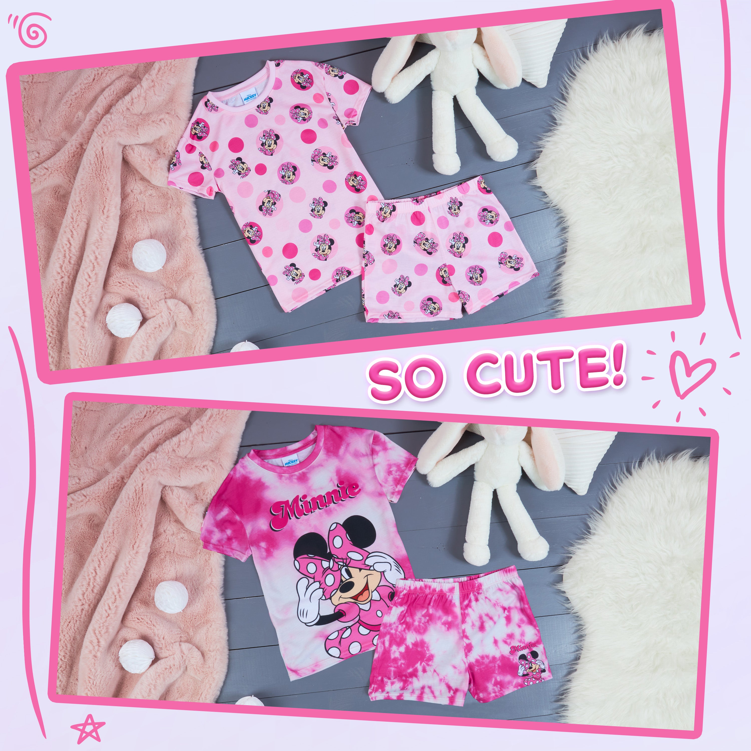 Get Trend PJs for Girls Pack of 2 Short Sleeve Pyjamas Set for Kids Teenagers Lounge Sets Nightwear Soft Comfy Sleepwear Gifts for Girls - Get Trend