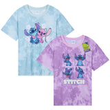 Disney Stitch T Shirt 2 Pack for Girls and Teenagers Short Top Sleeve Crew Neck T-Shirts Multipack Soft Comfy Breathable Stitch Gifts for Girls